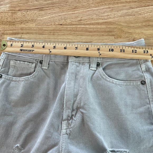 American Eagle Mom Jeans High Rise Distressed Destroyed Grey Denim Size 0 - Picture 10 of 12